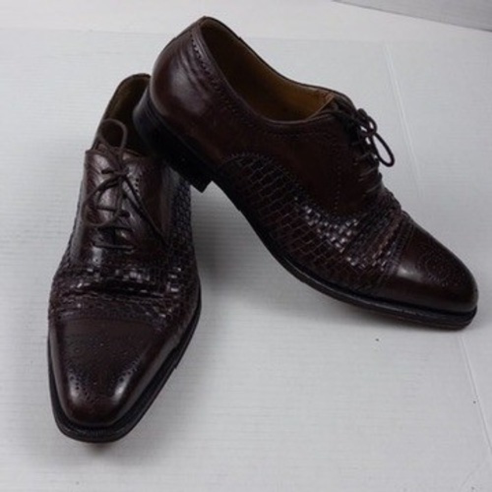 Magnanni Oxford Woven Leather Cap-Toe Derby Mens 12 Brown‎ Dress Shoes 15073
